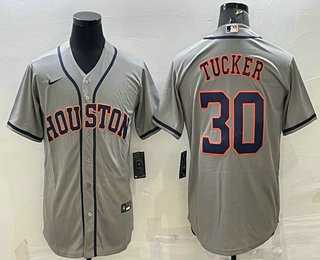 Mens Houston Astros #30 Kyle Tucker Grey Stitched MLB Cool Base Nike Jersey